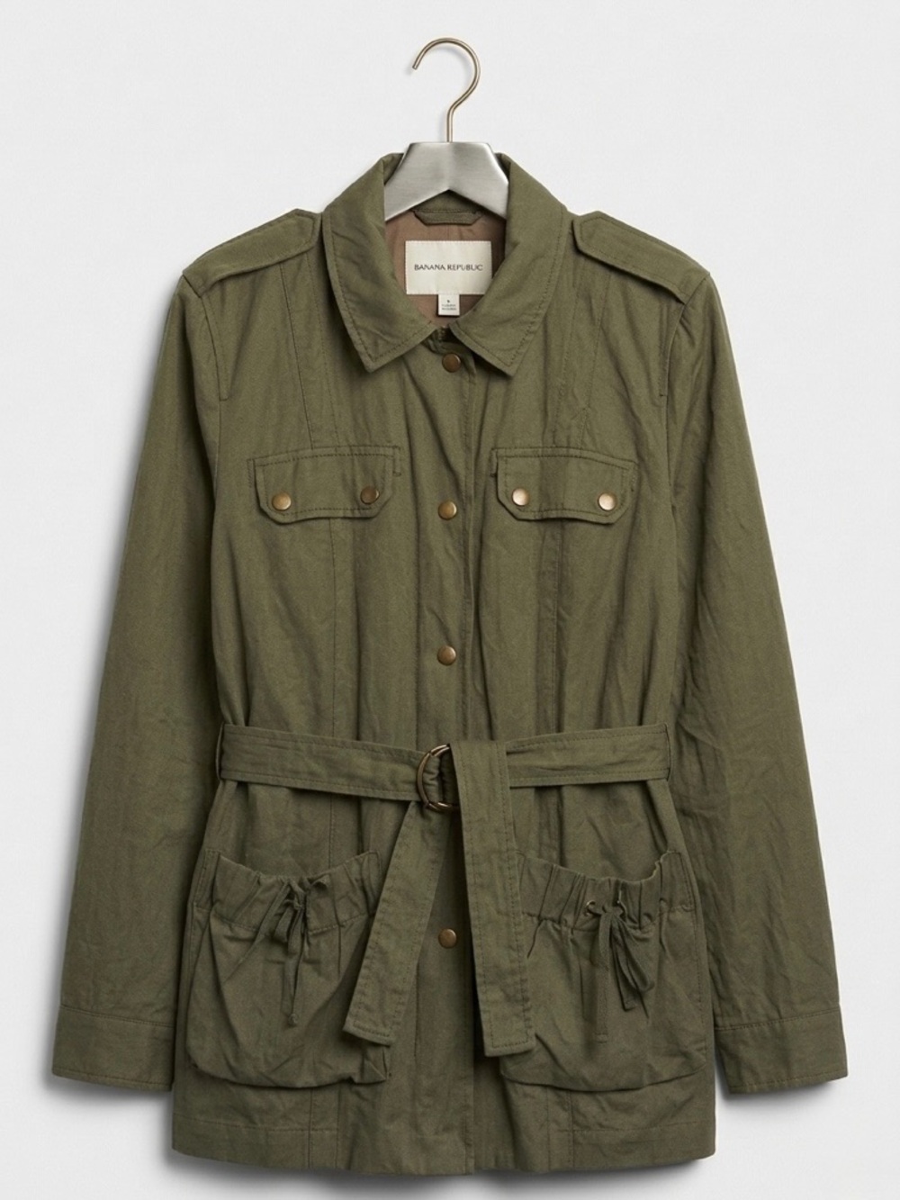Banana Republic Olive Utility Jacket with Drawstring Pockets